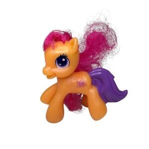 My Little Pony Scootaloo 3” Orange Pony Figure Pink Hair Purple Tail